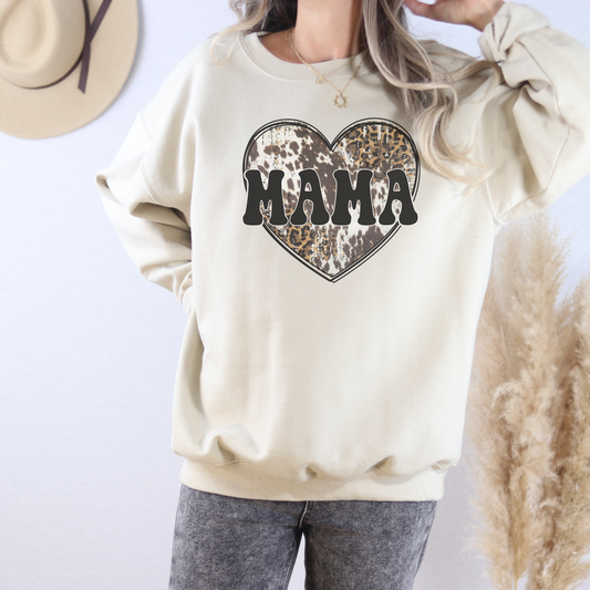 Cowhide Mama Crewneck