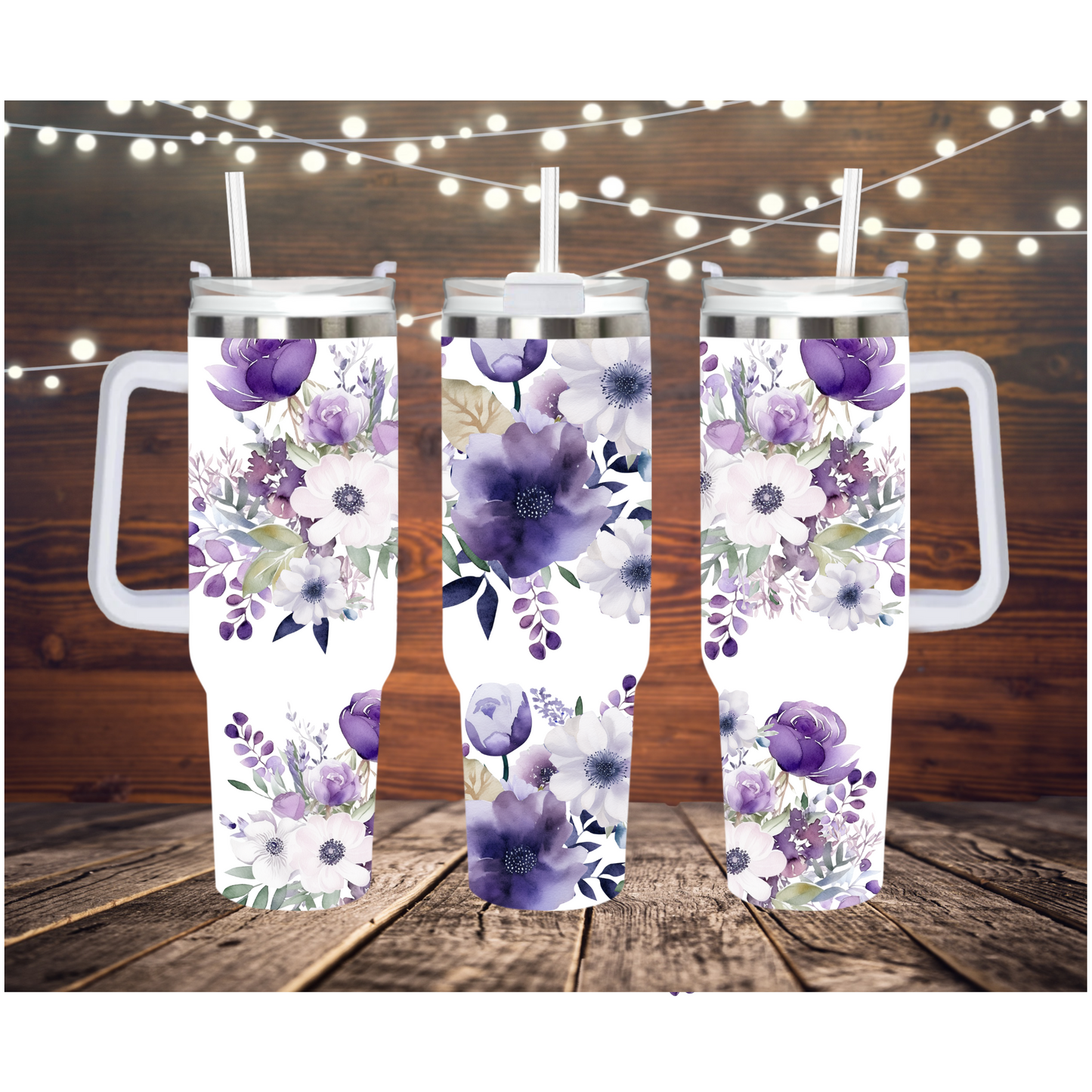 Purple Floral 40 oz tumbler